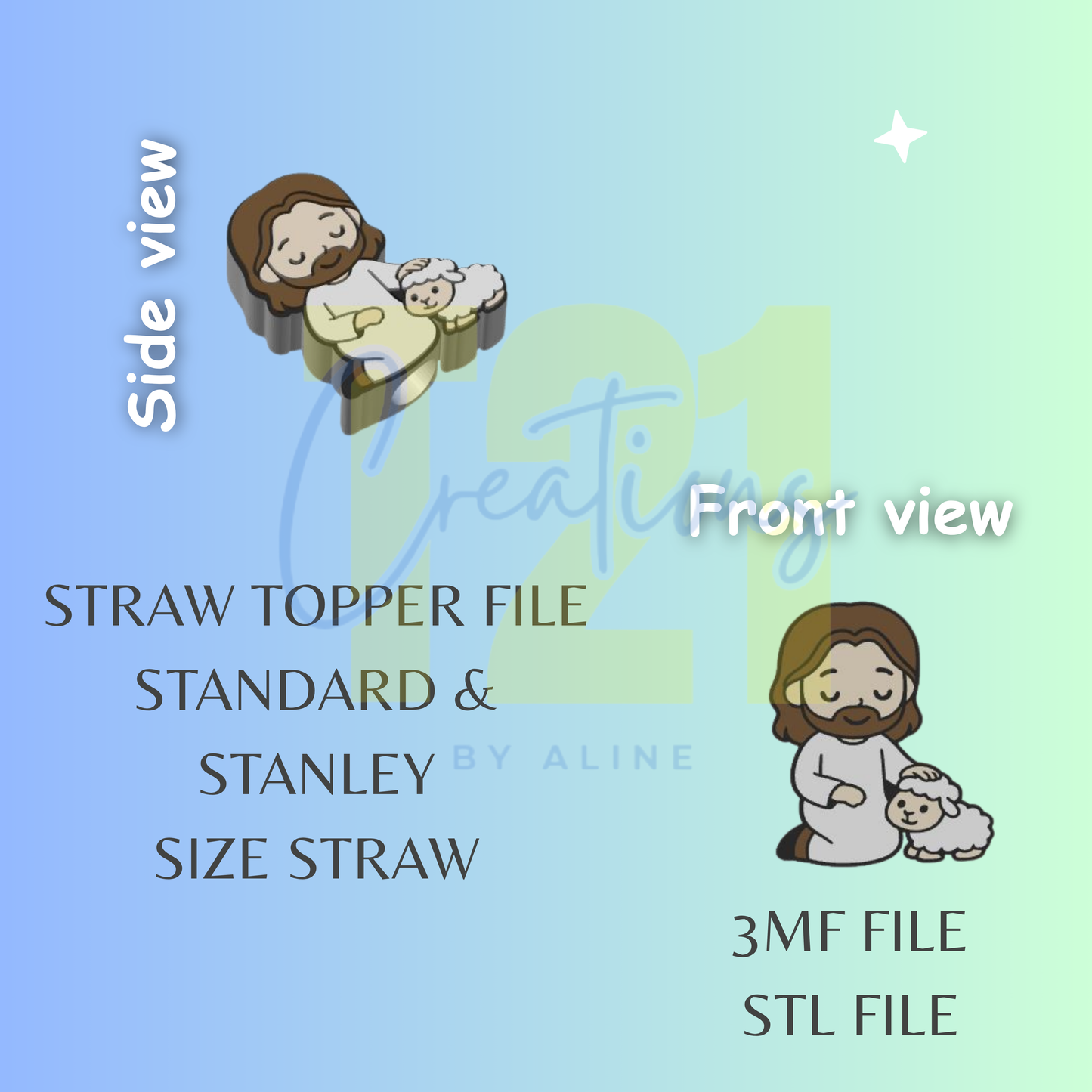 JESUS STRAW TOPPER STL FILE