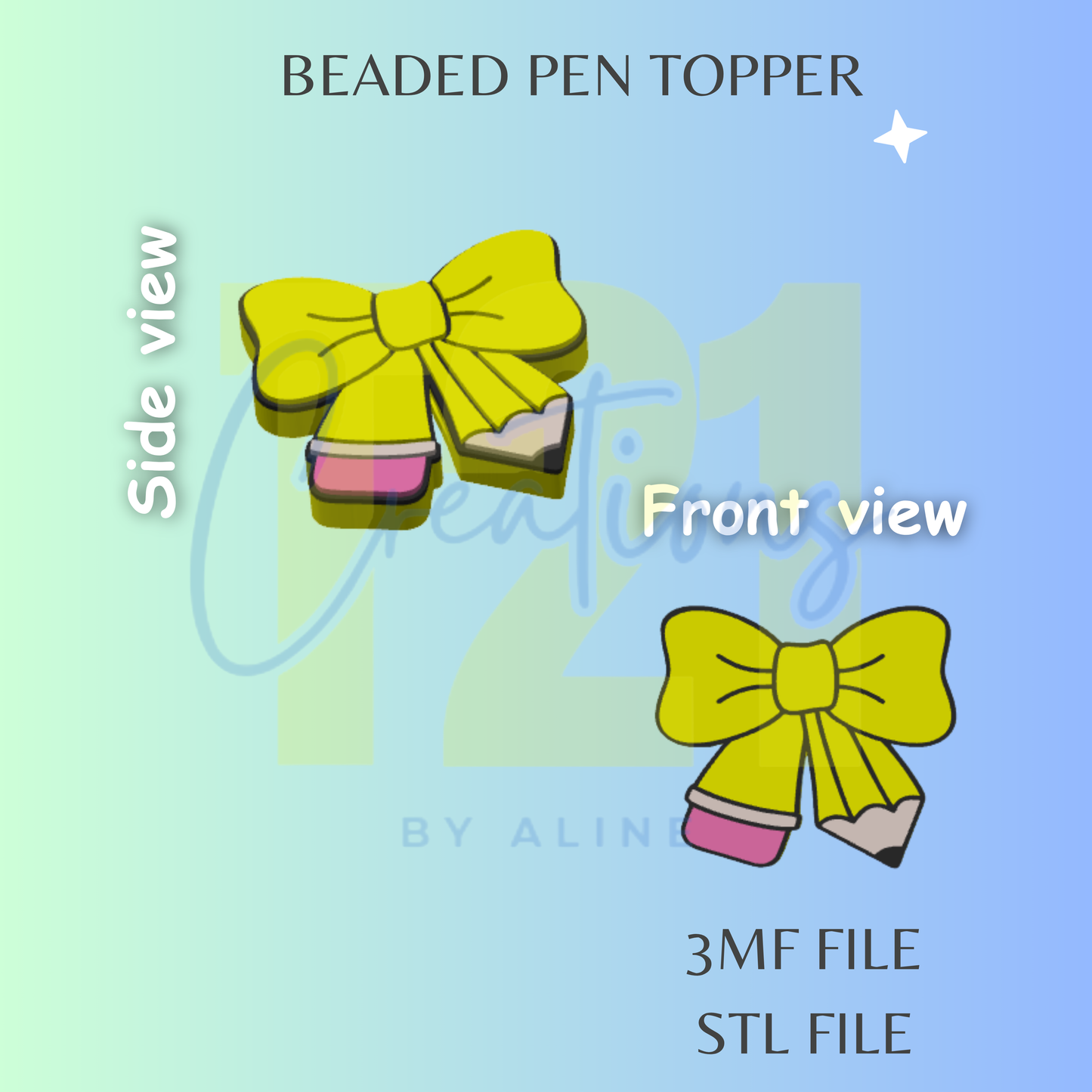 PENCIL BOW PEN TOPPER STL FILE