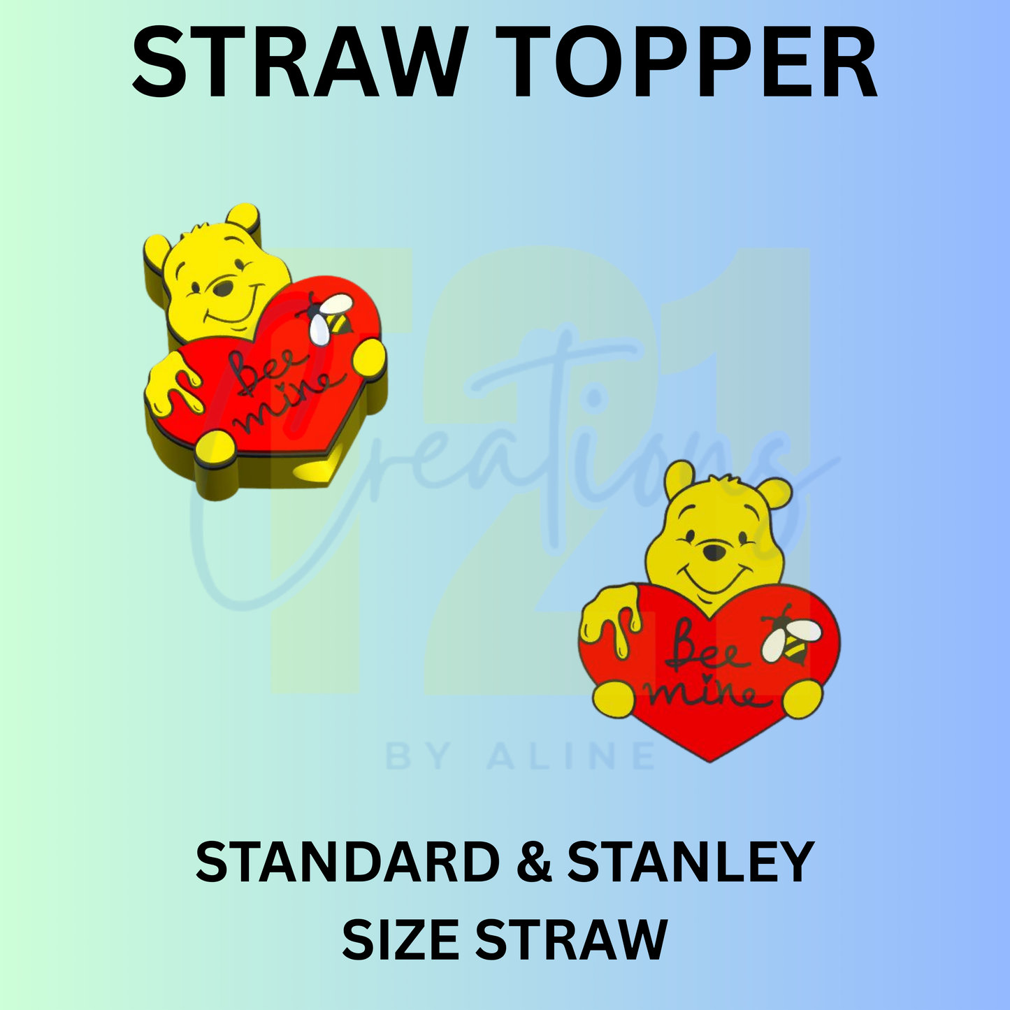 VDAY HONNEY BEAR STRAW TOPPER