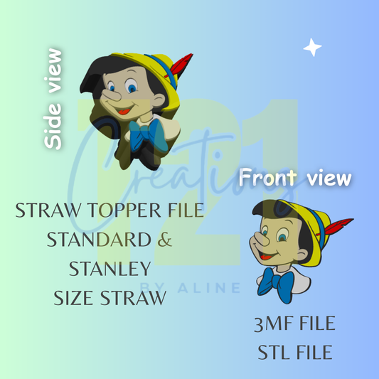 WOODEN BOY STRAW TOPPER STL FILE