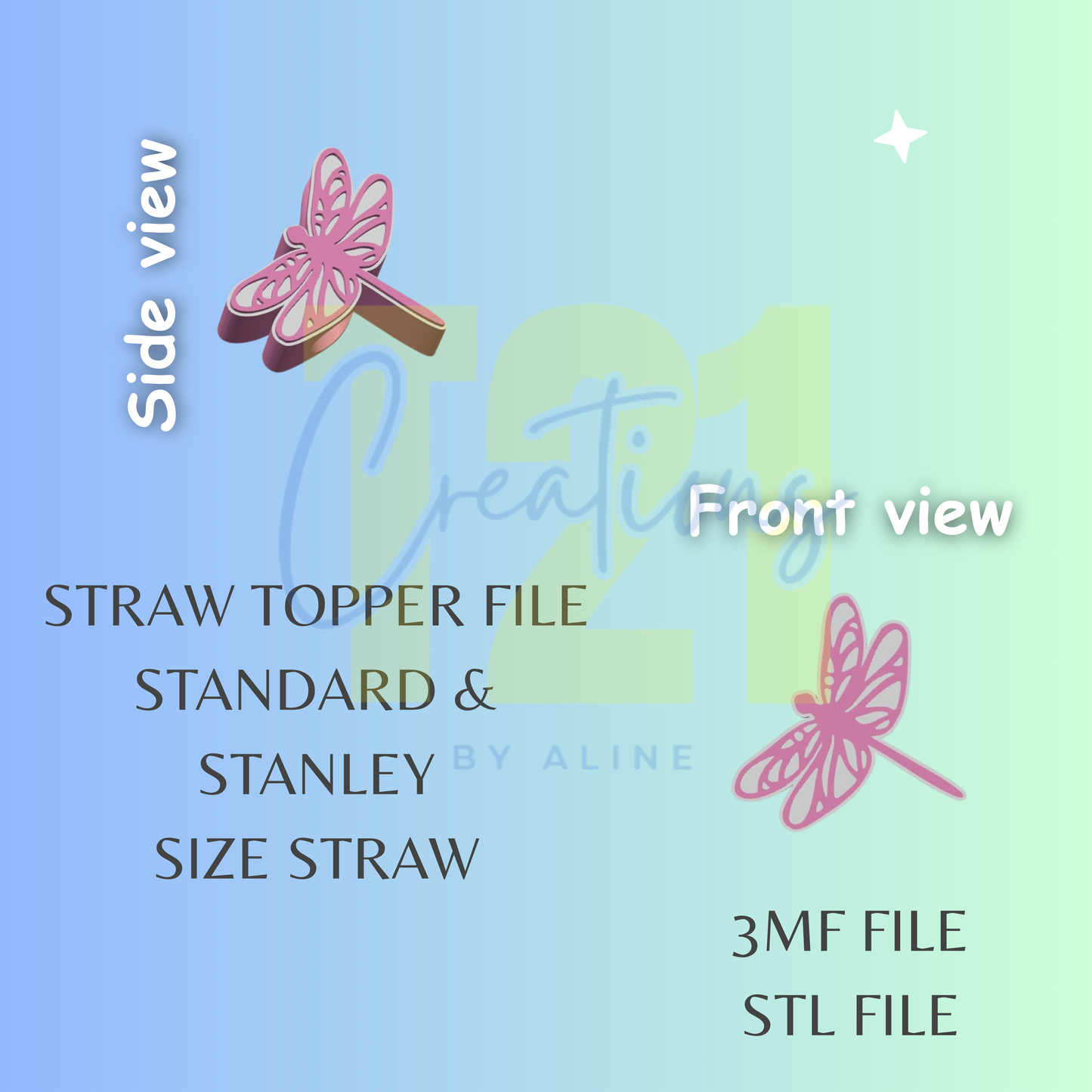 DRAGONFLY STRAW TOPPER STL FILE