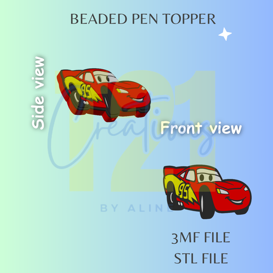 RED CAR PEN TOPPER STL FILE