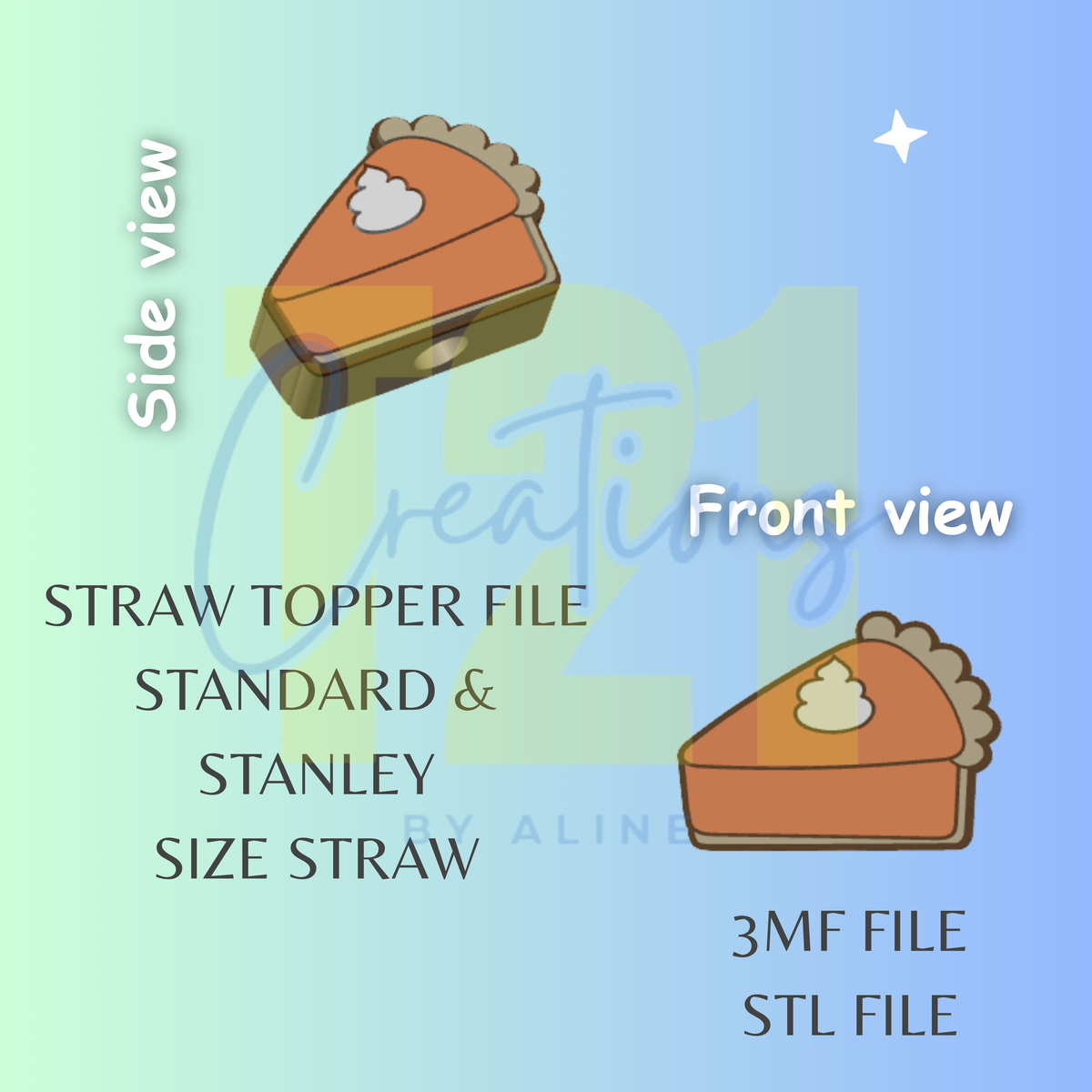 PIE STRAW TOPPER STL FILE