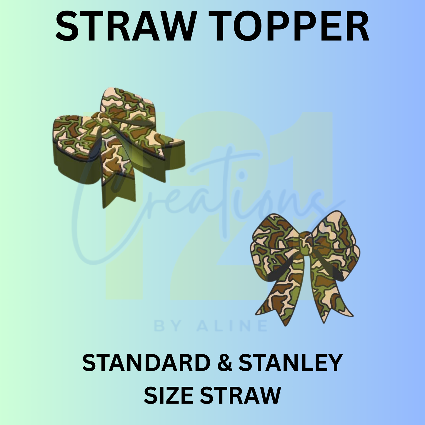 CAMO BOW STRAW TOPPER
