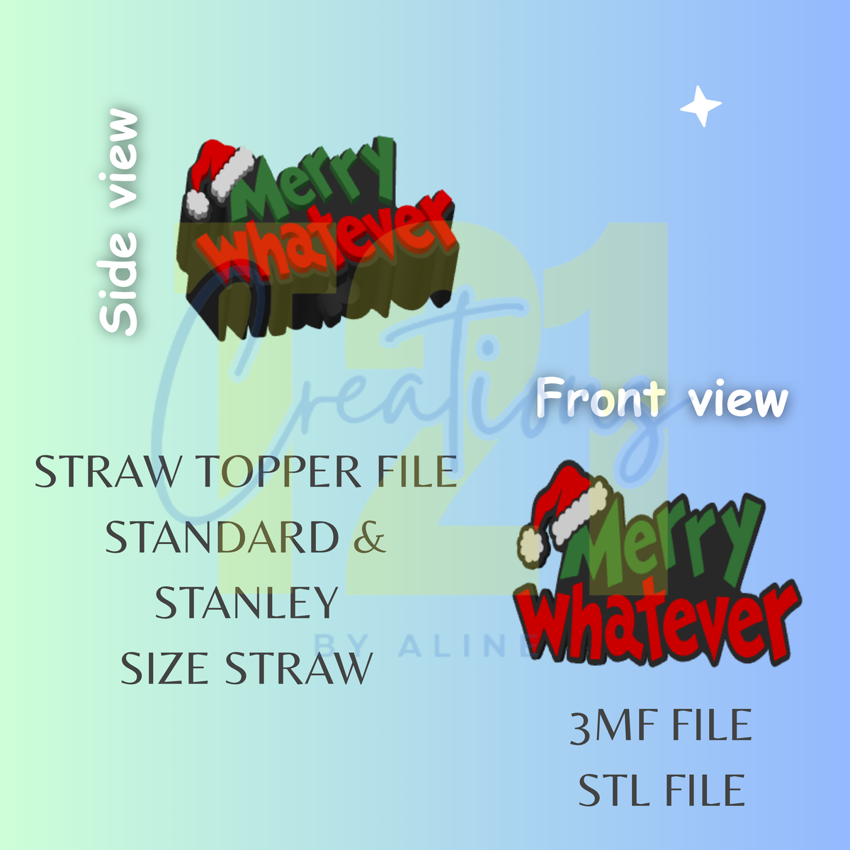 MERRY WHATEVER STRAW TOPPER STL FILE