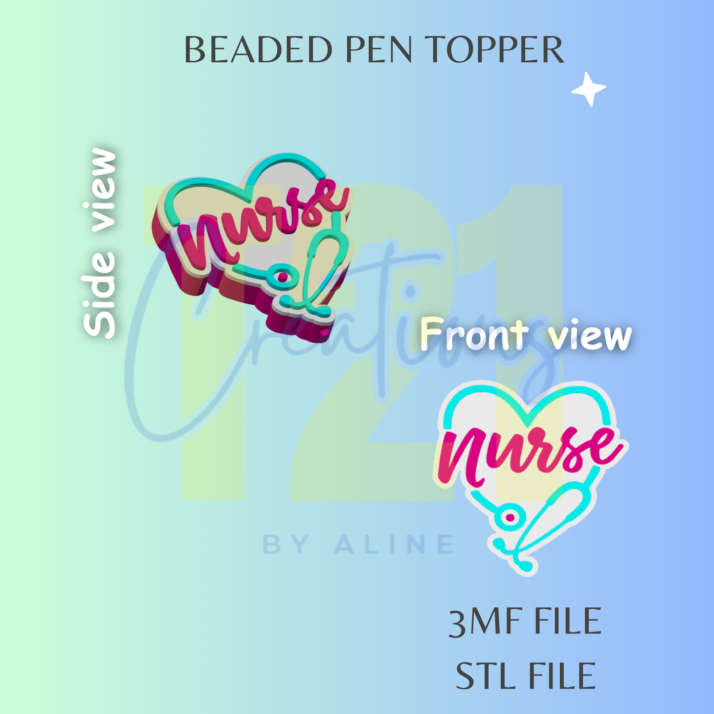 NURSE HEART PEN TOPPER STL FILE