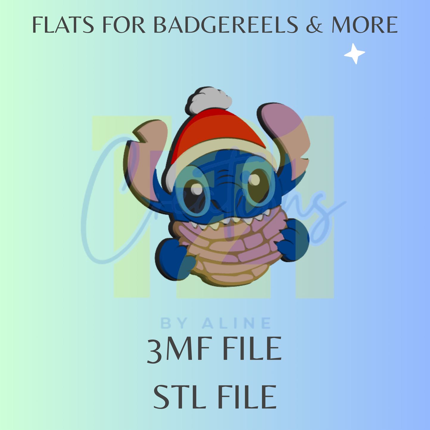 XMAS CONCHA BLUE ALIEN FLAT STL FILE
