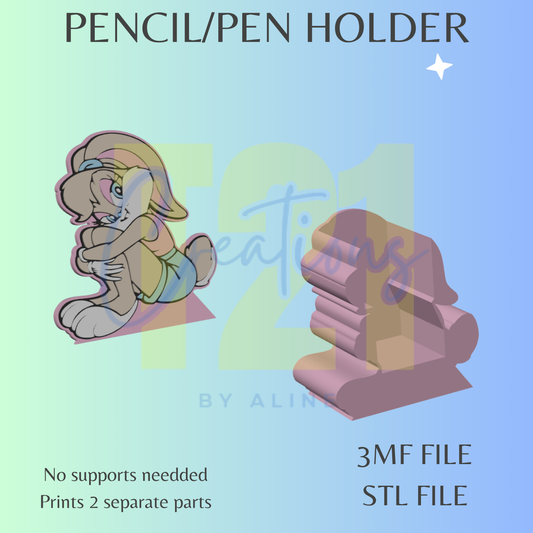 SASSY BUNNY PEN/PENCIL HOLDER STL FILE