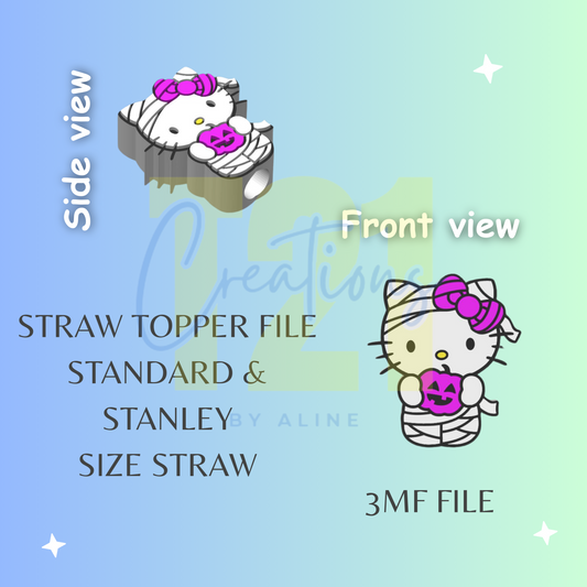 KITTY HALLOWEEN STRAW TOPPER STL FILE