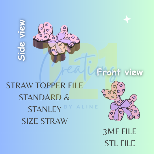 BALLOON DOG HEARTS STRAW TOPPER STL FILE
