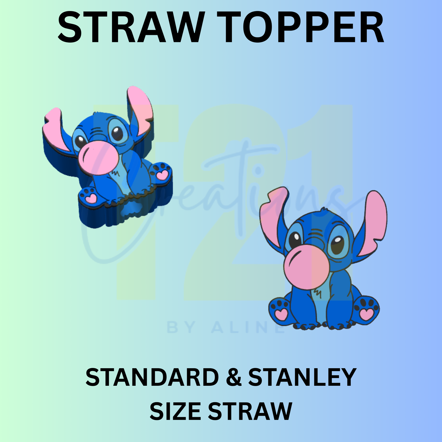 BUBBLE BLUE ALIEN STRAW TOPPER