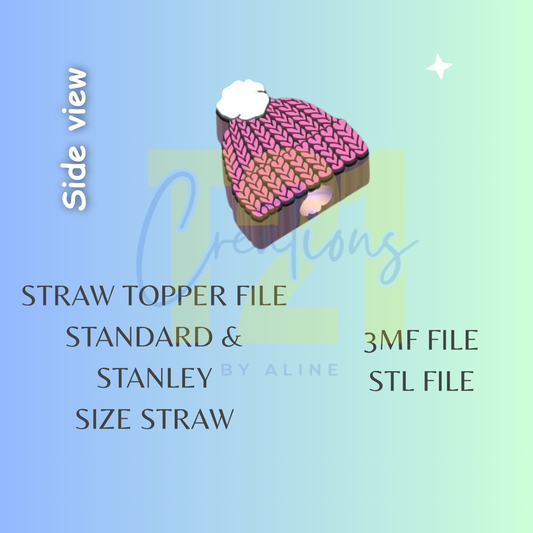 WINTER HAT STRAW TOPPER STL FILE