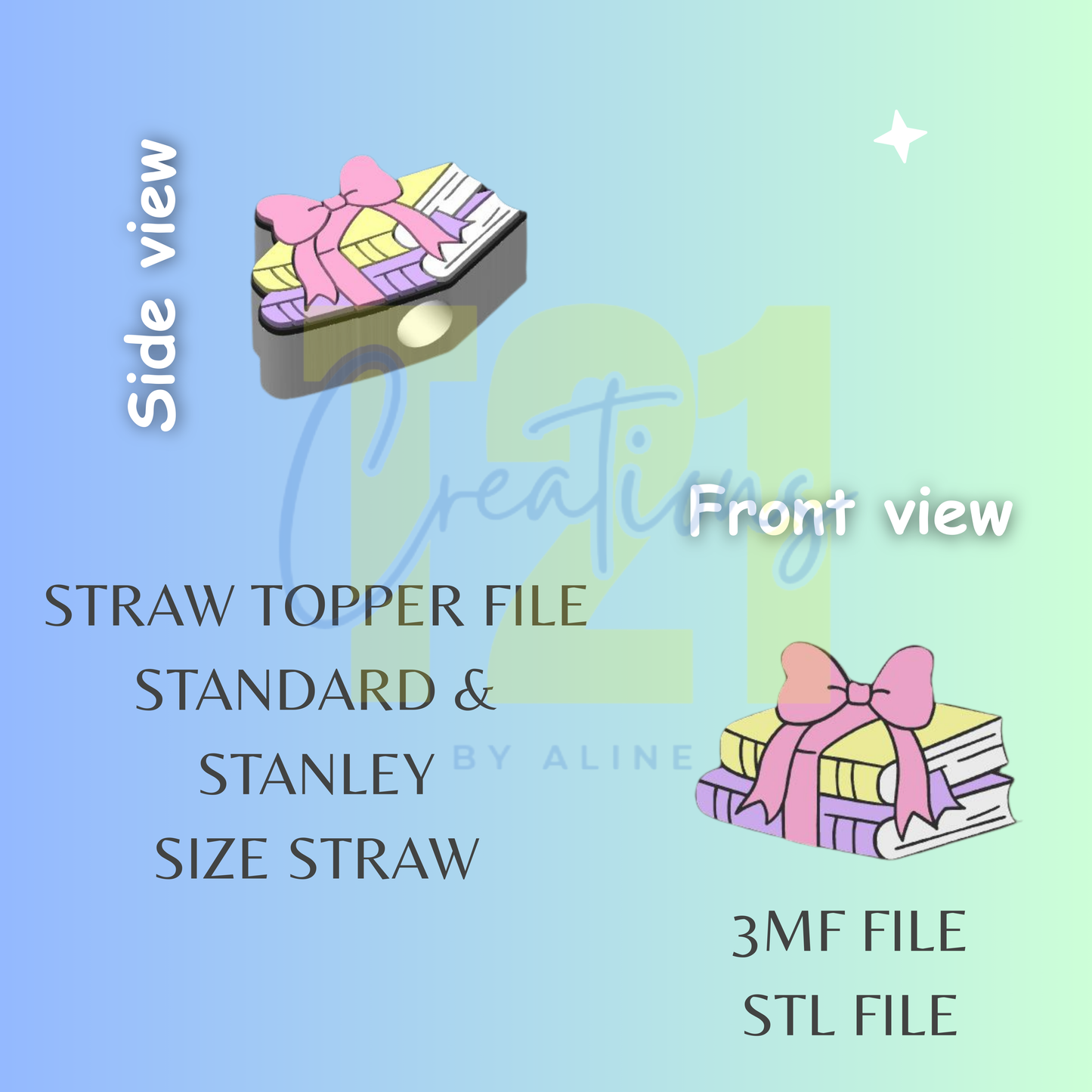 BOOKS STRAW TOPPER STL FILE