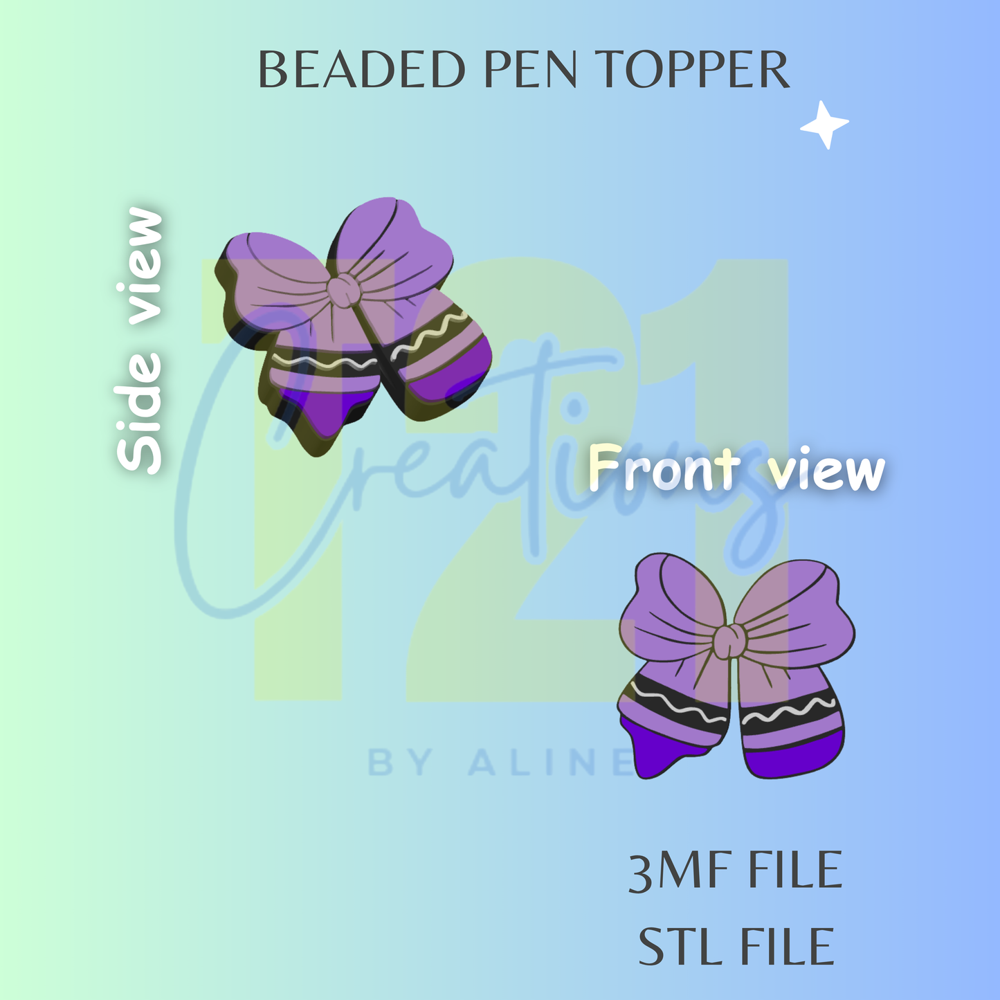 CRAYON BOW PEN TOPPER STL FILE