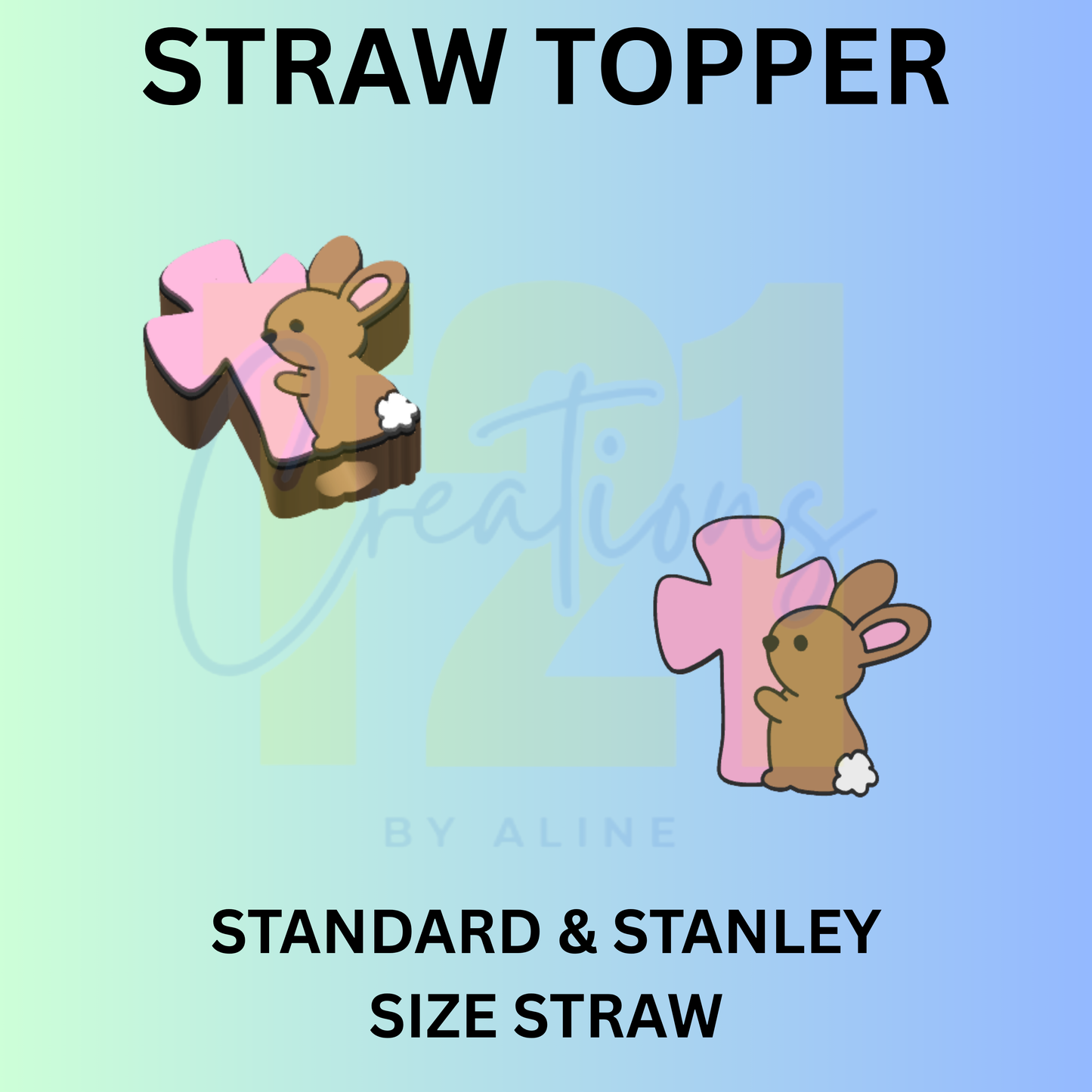 BUNNY CROSS STRAW TOPPER