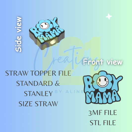 BOY MAMA STRAW TOPPER STL FILE