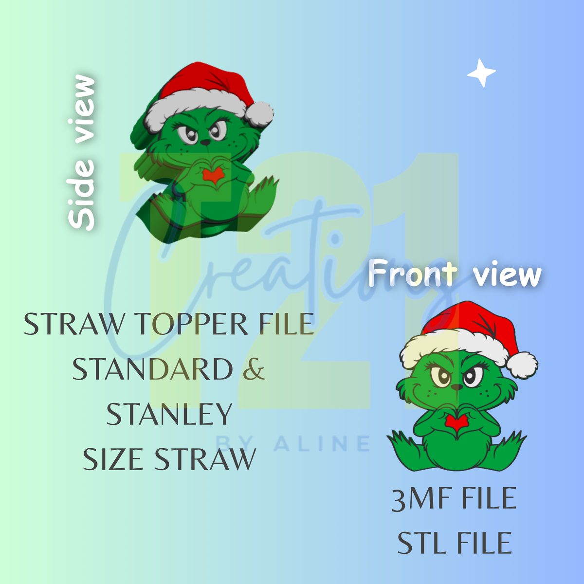 BABY GROUCH WITH HEART STRAW TOPPER STL FILE