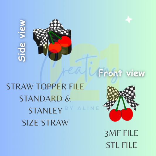 CHECKERED CHERRIES STRAW TOPPER STL FILE