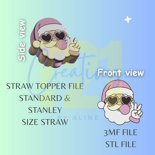 COOL SANTA STRAW TOPPER STL FILE