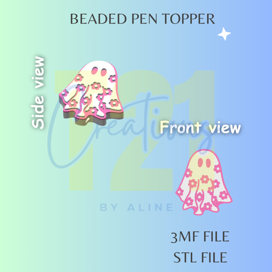 FLOWER GHOST PEN TOPPER STL FILE