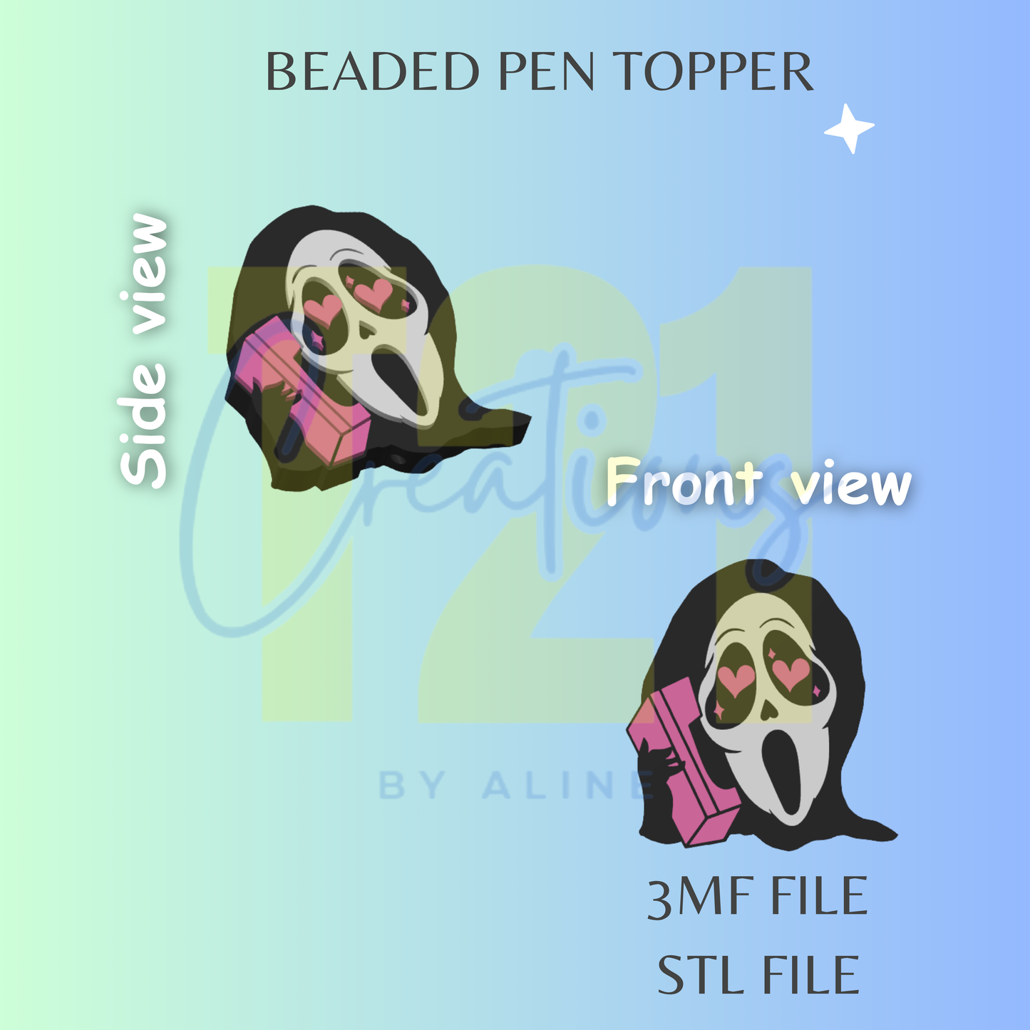 GHOST FACE PEN TOPPER STL FILE