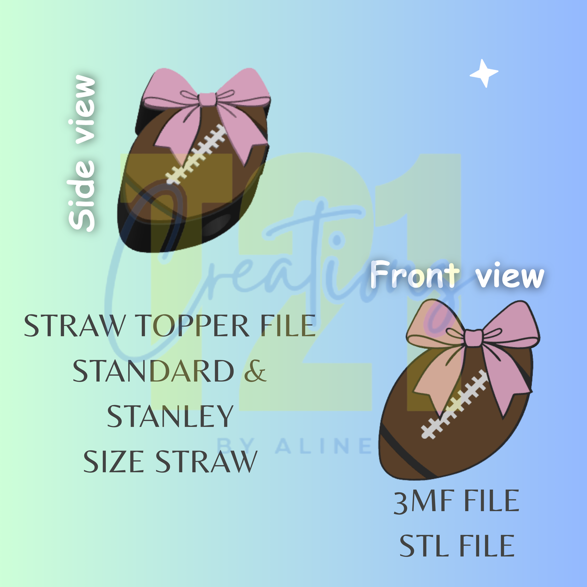 COQUETTE FOOTBALL STRAW TOPPER STL FILE