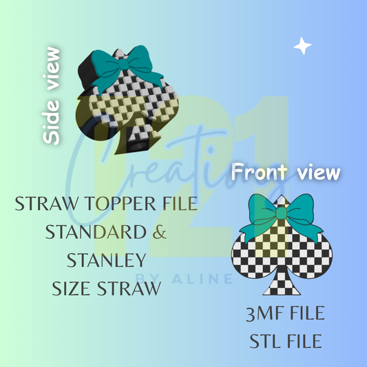 CHECKERED SPADE STRAW TOPPER STL FILE