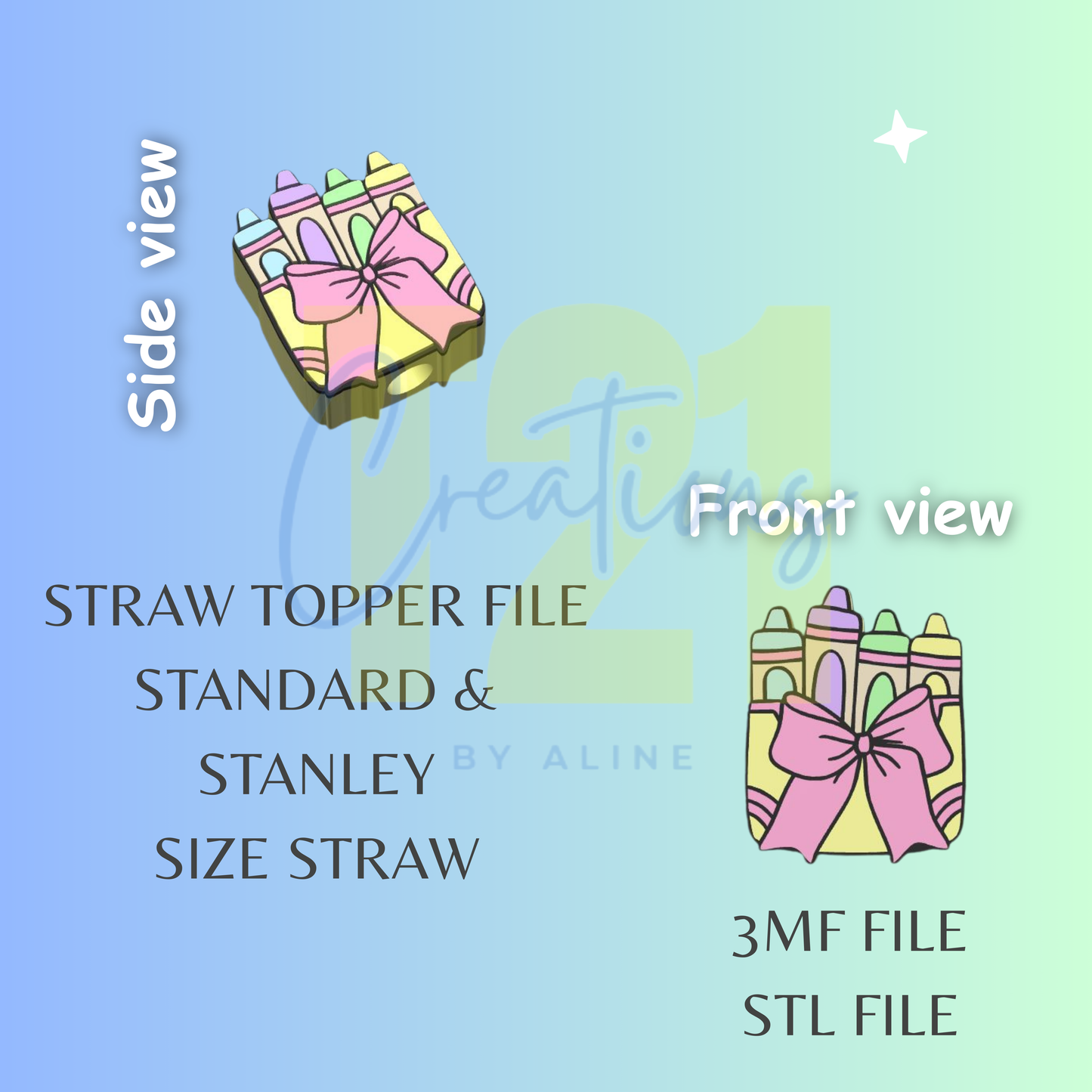CRAYON BOX STRAW TOPPER STL FILE