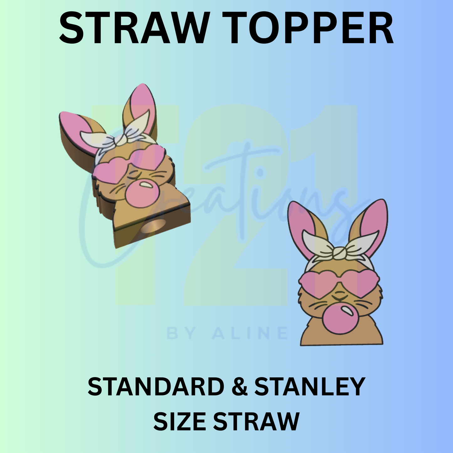 COOL BUNNY STRAW TOPPER
