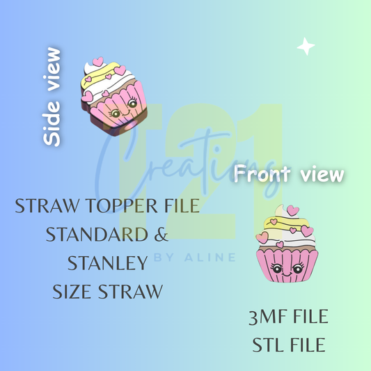 CUPCAKE STRAW TOPPER STL FILE