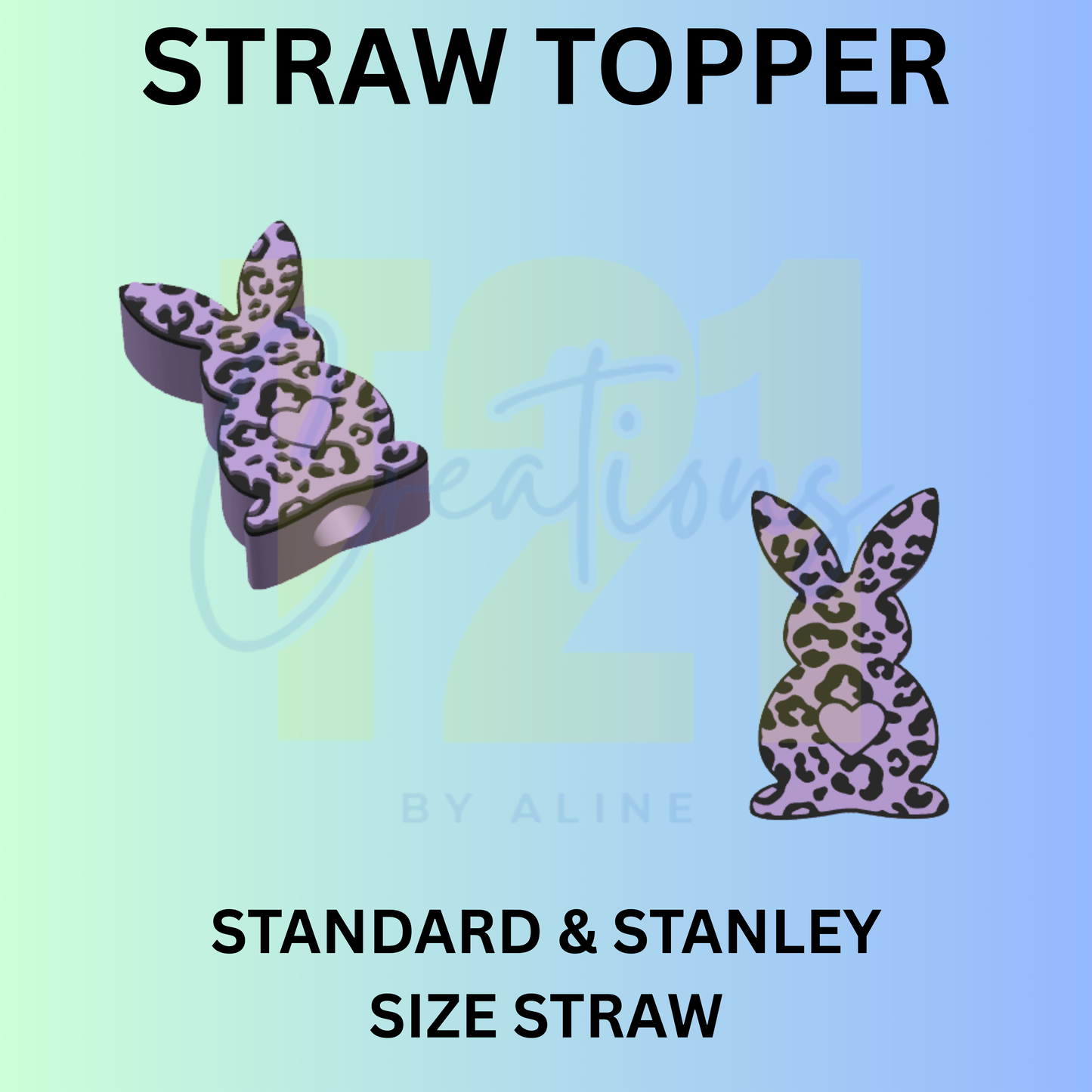 ANIMAL PRINT BUNNY STRAW TOPPER
