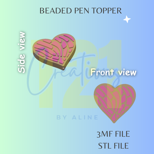CONCHA HEART PEN TOPPER STL FILE