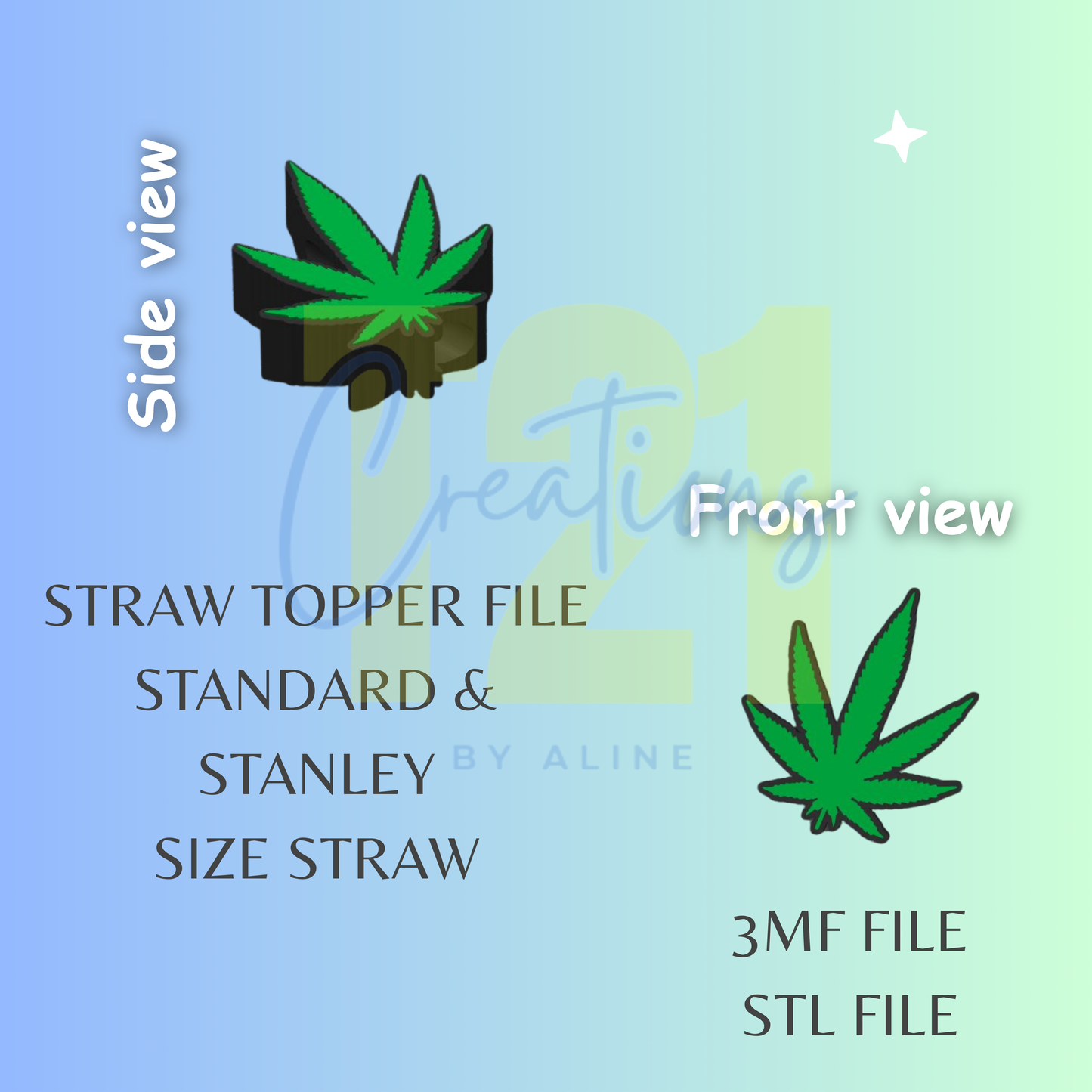 HAPPY LEAF STRAW TOPPER STL FILE