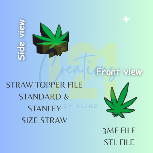 HAPPY LEAF STRAW TOPPER STL FILE