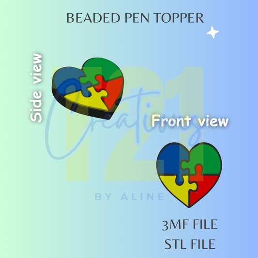 AUTISM HEART PEN TOPPER STL FILE