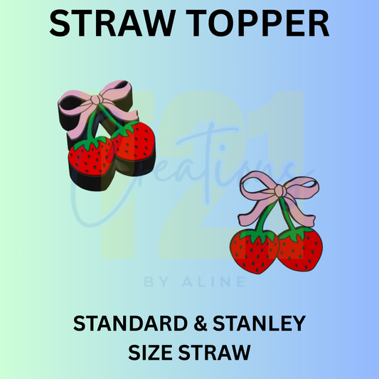 STRAWBERRY CHERRIES STRAW TOPPER