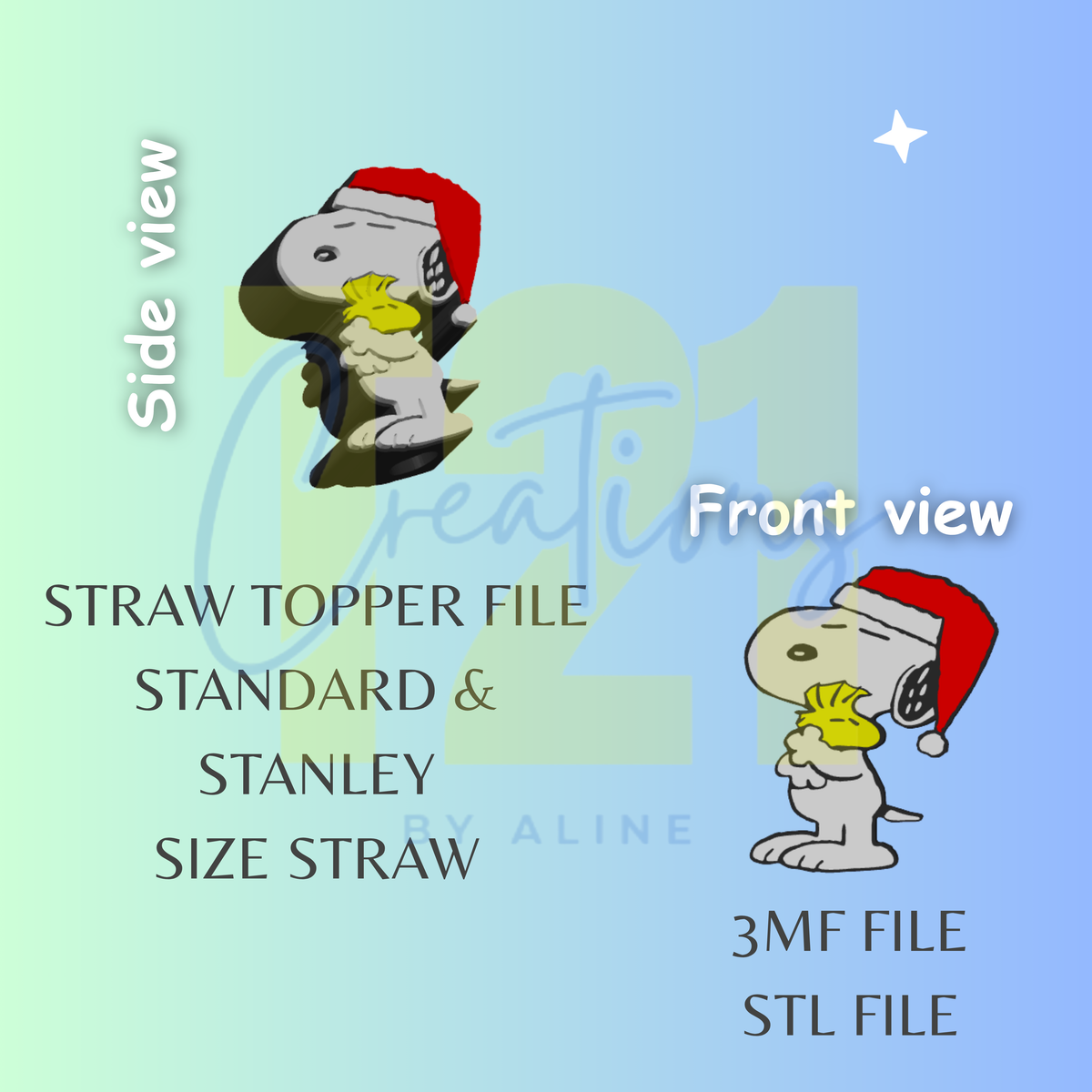 XMAS WHITE DOG STRAW TOPPER STL FILE