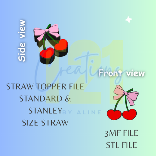 HEART CHERRIES STRAW TOPPER STL FILE
