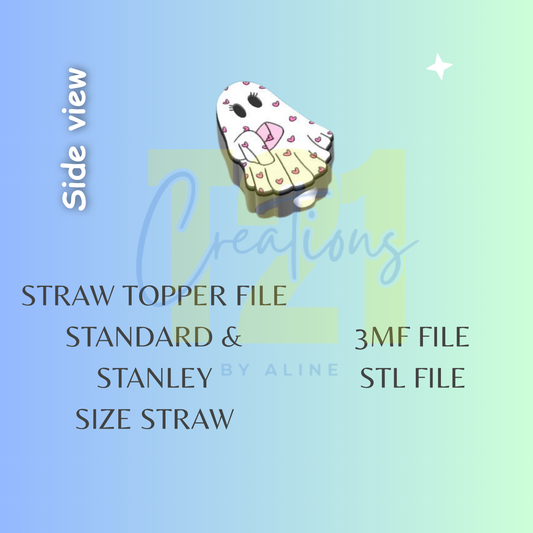 HEART GHOST STRAW TOPPER STL FILE