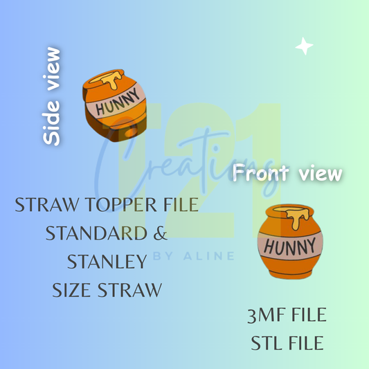 HUNNY POT STRAW TOPPER STL FILE