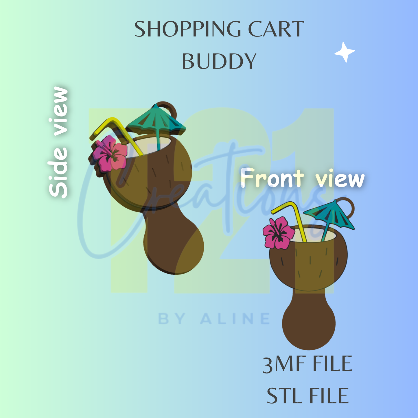 COCONUT SHOPPING CART BUDDY STL FILE