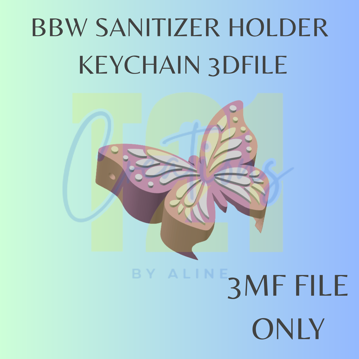 BUTTERFLY BBW SANITIZER KEYCHAIN 3MF FILE