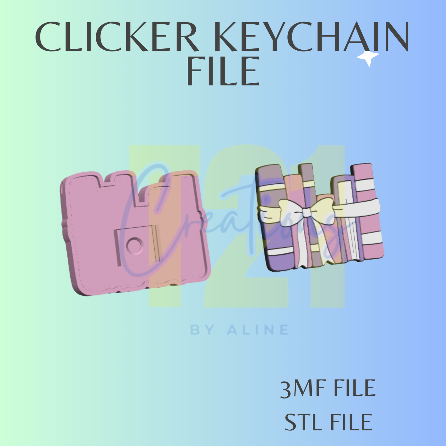 BOOKS CLICKER KEYCHAIN STL FILE