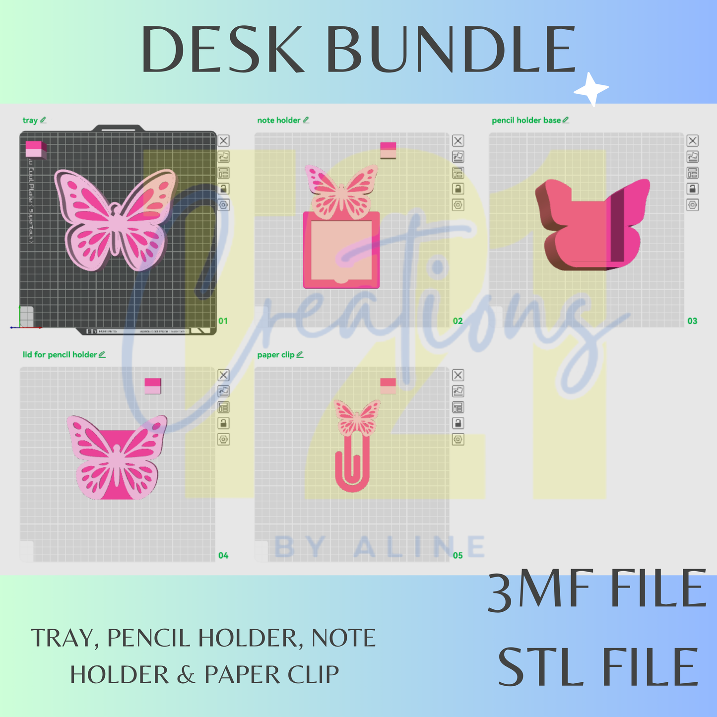 BUTTERFLY DESK BUNDLE STL FILE