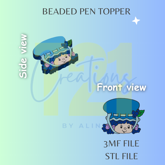 BLUEBERRY GIRL PEN TOPPER STL FILE