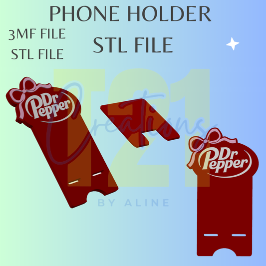D R PEPPER THIN BOW PHONE HOLDER STL FILE