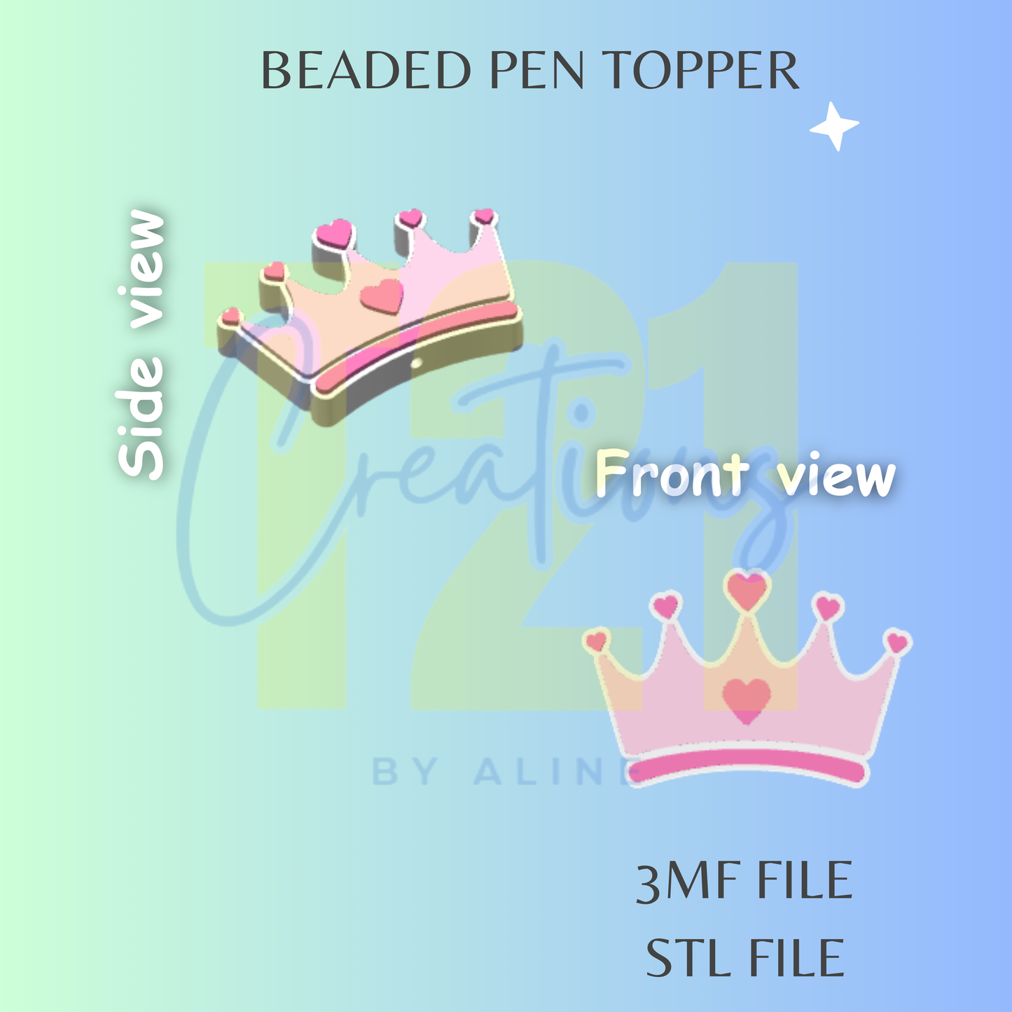 PRINCESS CROWN PEN TOPPER STL FILE