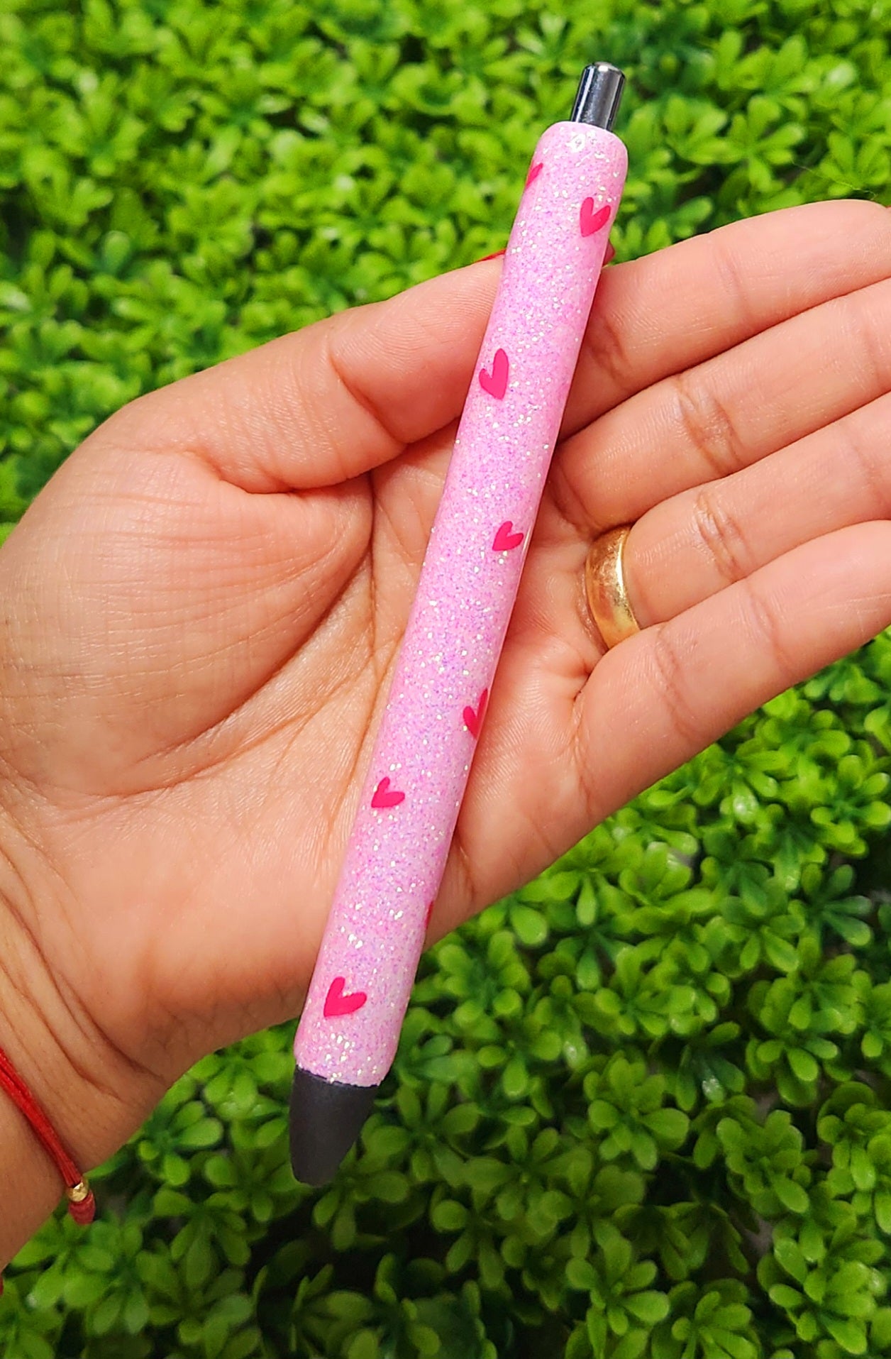 PINK HEARTS GLITTER PEN