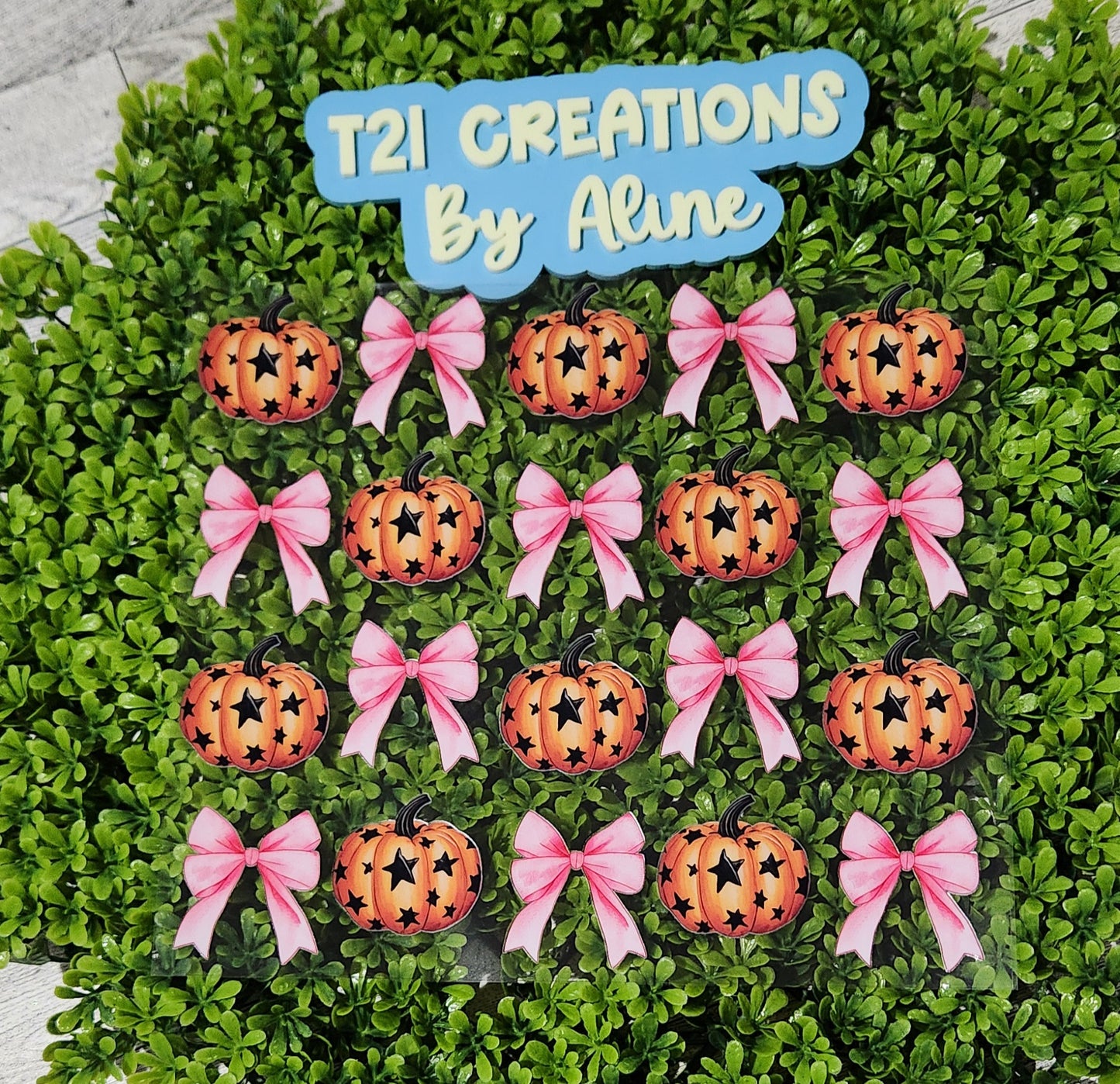 Pumpkins and bows pink wrap