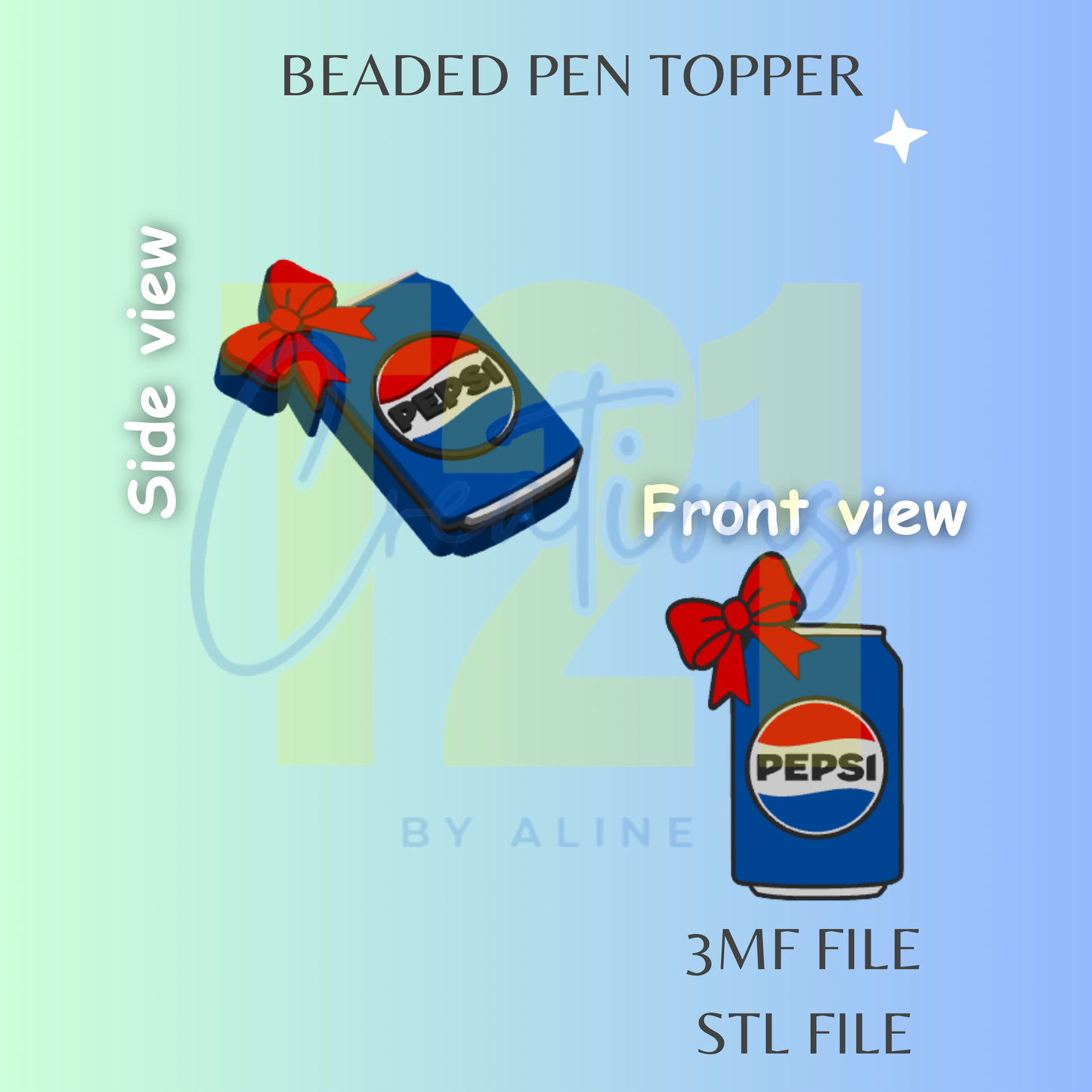 BLUE SODA PEN TOPPER STL FILE